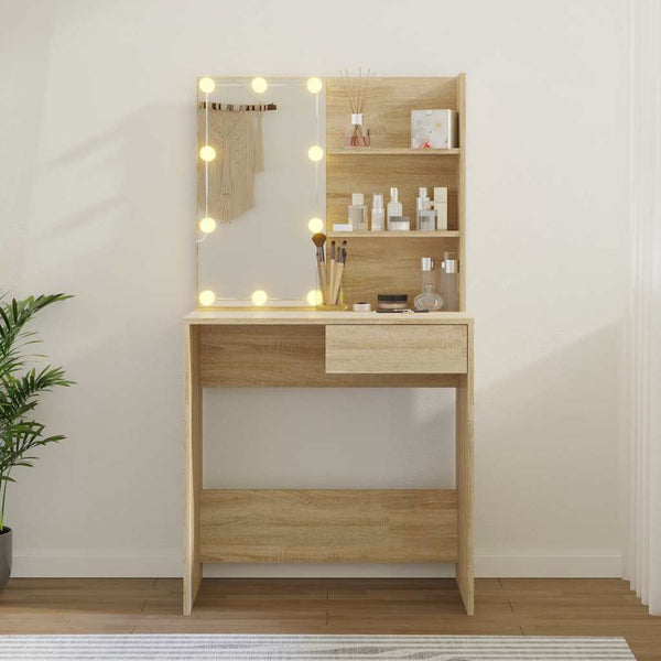 Schminktisch mit LED-Beleuchtung Sonoma-Eiche