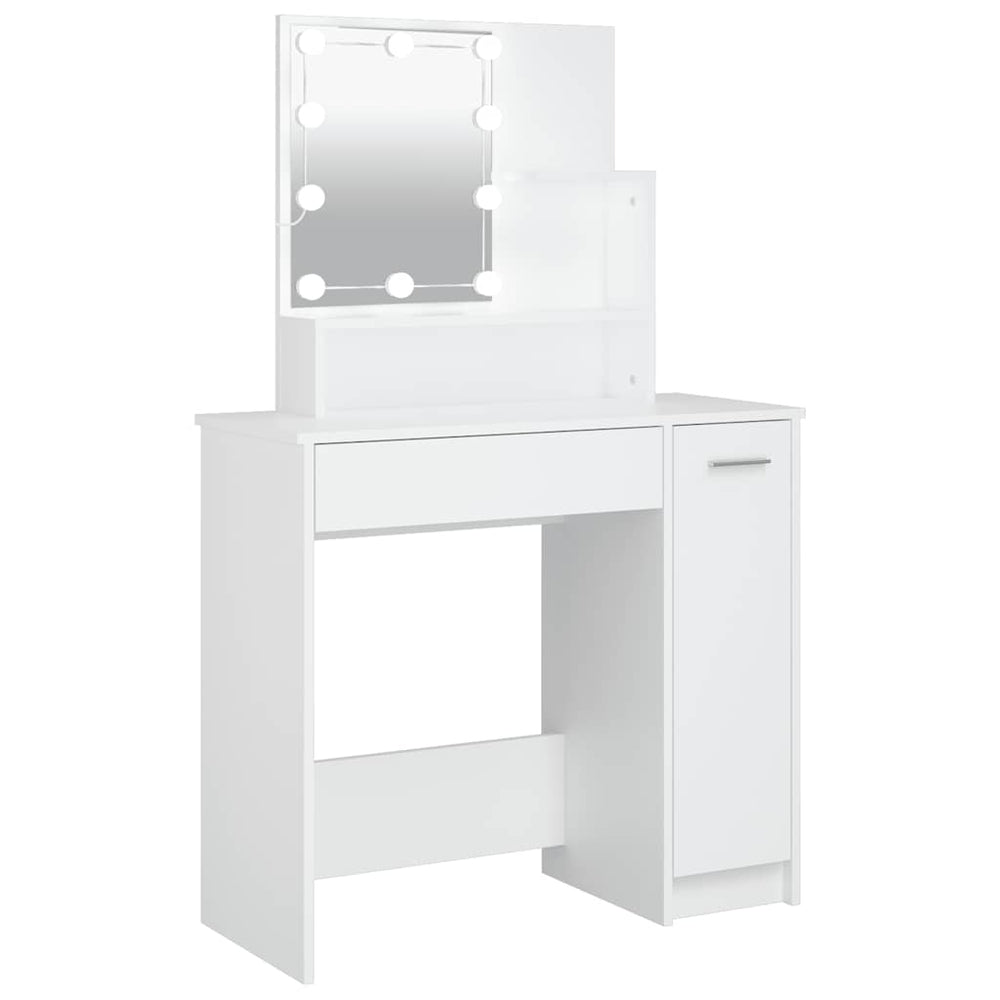 vidaXL Dressing Table with LED White 86.5x35x136 cm