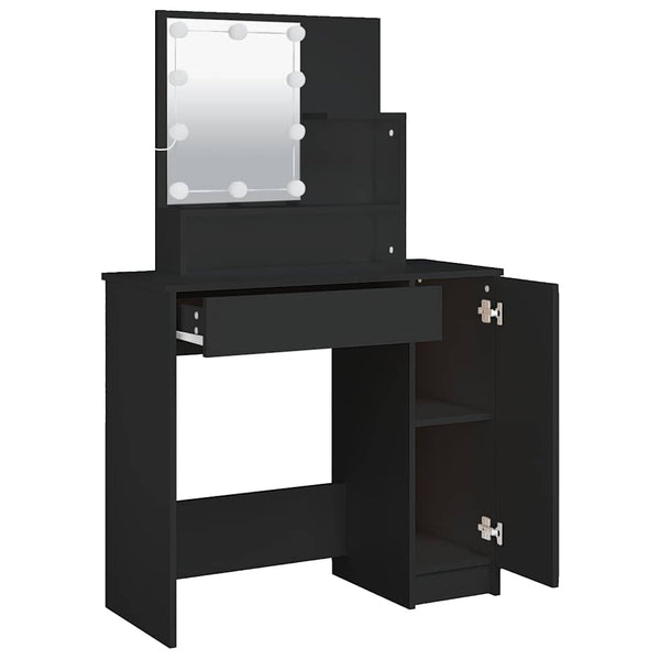 Schminktisch mit LED Schwarz 86,5x35x136 cm