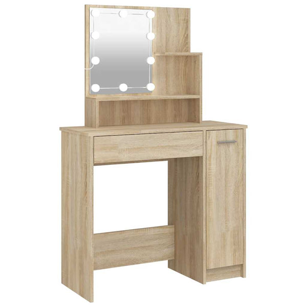 vidaXL Coiffeuse avec LED Chêne Sonoma 86,5x35x136 cm