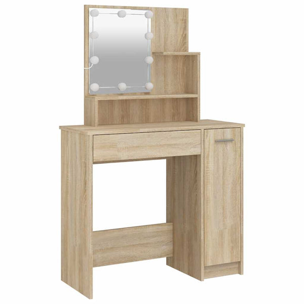 vidaXL Coiffeuse avec LED Chêne Sonoma 86,5x35x136 cm