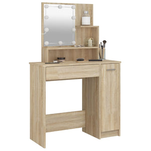 vidaXL Coiffeuse avec LED Chêne Sonoma 86,5x35x136 cm