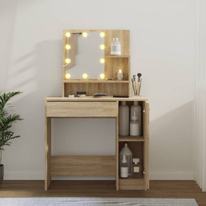 vidaXL Coiffeuse avec LED Chêne Sonoma 86,5x35x136 cm