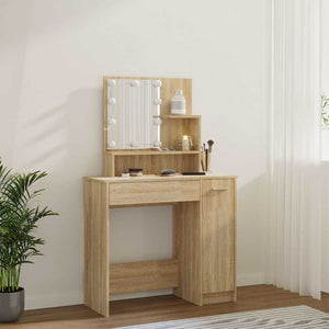 vidaXL Coiffeuse avec LED Chêne Sonoma 86,5x35x136 cm