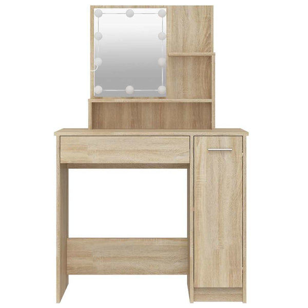 vidaXL Coiffeuse avec LED Chêne Sonoma 86,5x35x136 cm