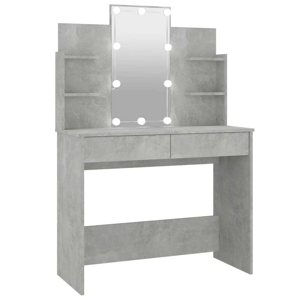vidaXL Dressing Table with LED Concrete Grey 96x40x142 cm