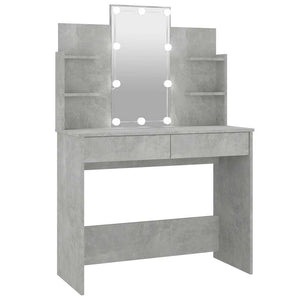 Schminktisch mit LED Betongrau 96x40x142 cm