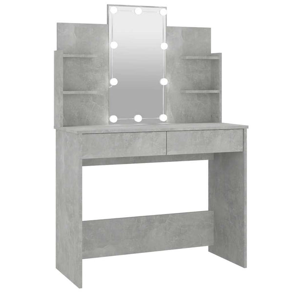 Schminktisch mit LED Betongrau 96x40x142 cm