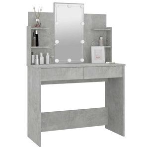 Schminktisch mit LED Betongrau 96x40x142 cm