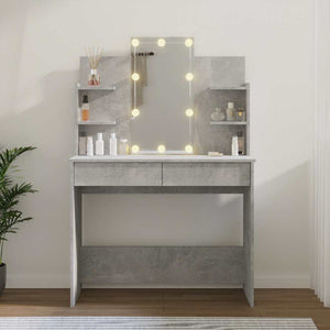 Schminktisch mit LED Betongrau 96x40x142 cm