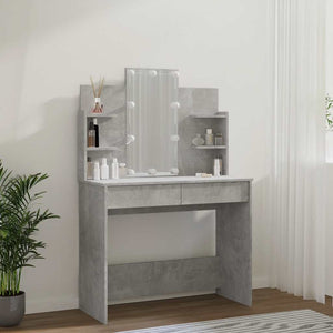 Schminktisch mit LED Betongrau 96x40x142 cm