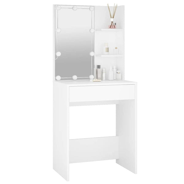 vidaXL Coiffeuse avec LED Blanc 60x40x140 cm