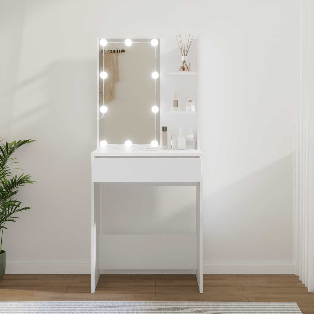 vidaXL Coiffeuse avec LED Blanc 60x40x140 cm