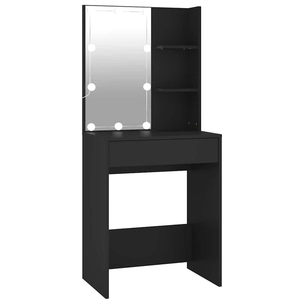 vidaXL Coiffeuse avec LED Noir 60x40x140 cm