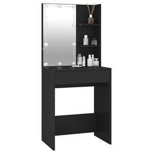 vidaXL Coiffeuse avec LED Noir 60x40x140 cm
