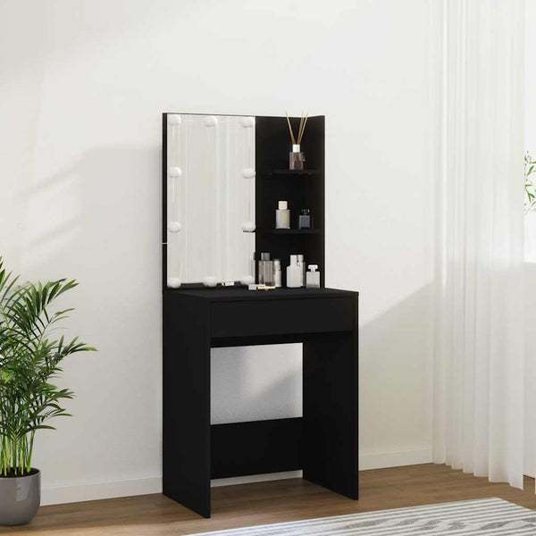 vidaXL Coiffeuse avec LED Noir 60x40x140 cm
