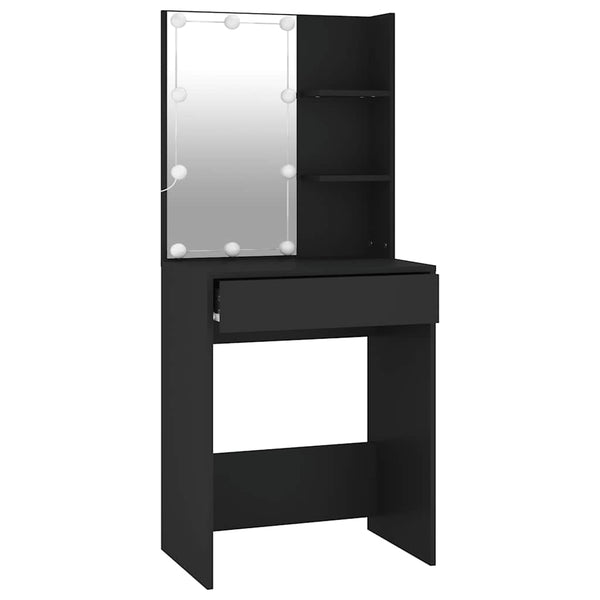 vidaXL Coiffeuse avec LED Noir 60x40x140 cm