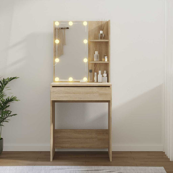 vidaXL Dressing Table with LED Sonoma Oak 60x40x140 cm