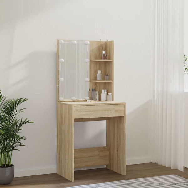 vidaXL Dressing Table with LED Sonoma Oak 60x40x140 cm
