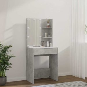 Schminktisch mit LED Betongrau 60x40x140 cm