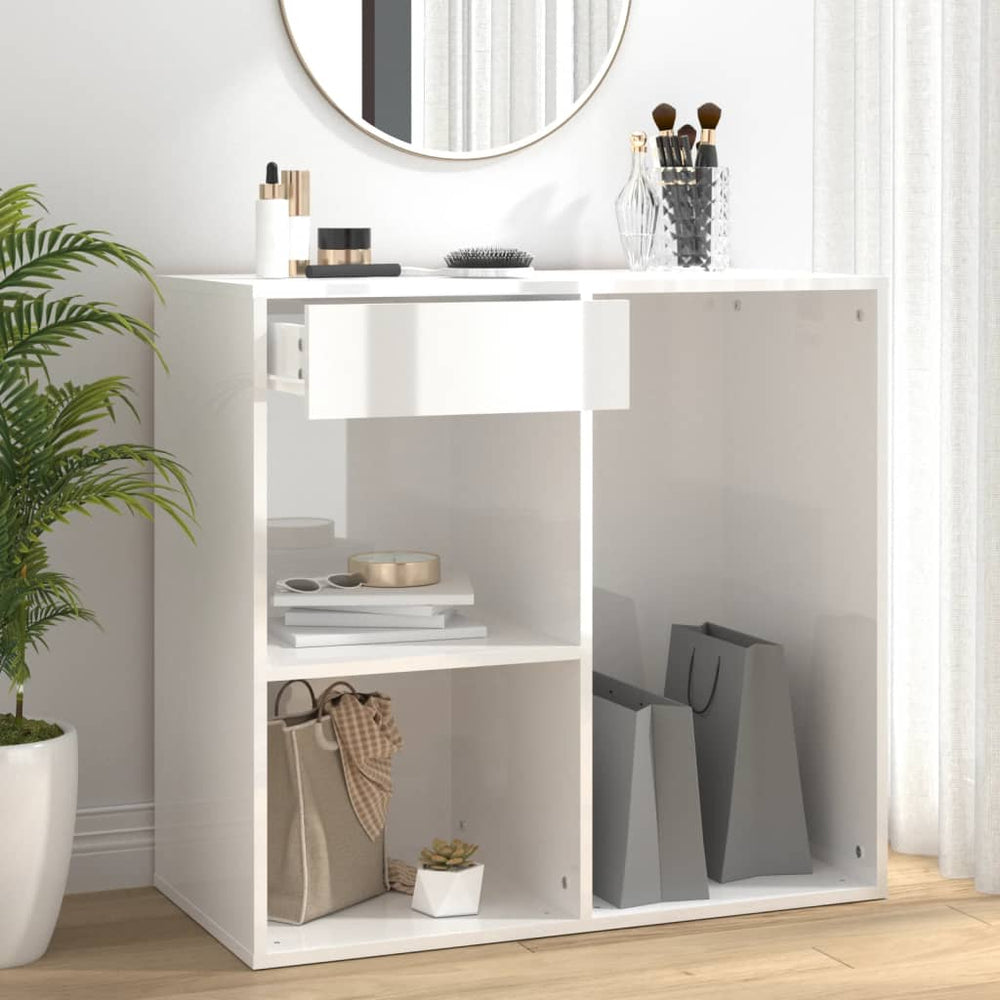 vidaXL Armoire à maquillage blanc brillant 80x40x75 cm Bois d'ingénierie