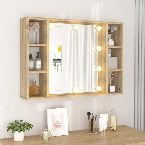 LED Spiegelschrank Sonoma-Eiche 76x55 cm