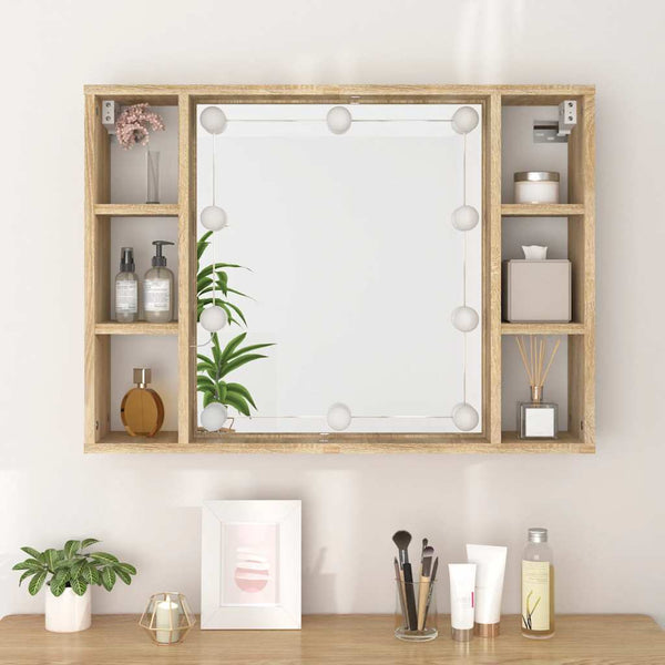 LED Spiegelschrank Sonoma-Eiche 76x55 cm