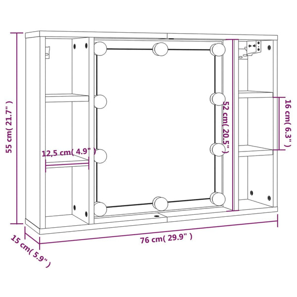 LED Spiegelschrank Betongrau 76x55 cm