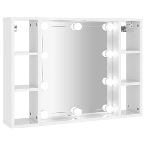 LED Spiegelschrank, Hochglanz Weiß, 76 cm