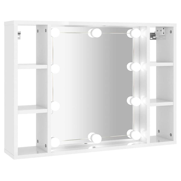 LED Spiegelschrank, Hochglanz Weiß, 76 cm