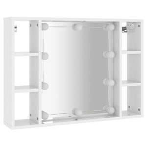 LED Spiegelschrank, Hochglanz Weiß, 76 cm