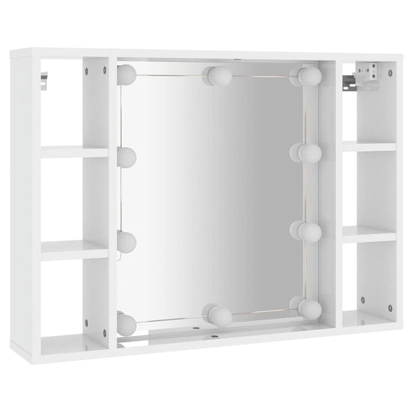 LED Spiegelschrank, Hochglanz Weiß, 76 cm