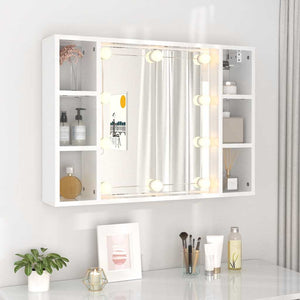 LED Spiegelschrank, Hochglanz Weiß, 76 cm