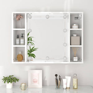 LED Spiegelschrank, Hochglanz Weiß, 76 cm