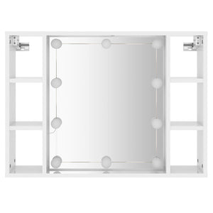 LED Spiegelschrank, Hochglanz Weiß, 76 cm