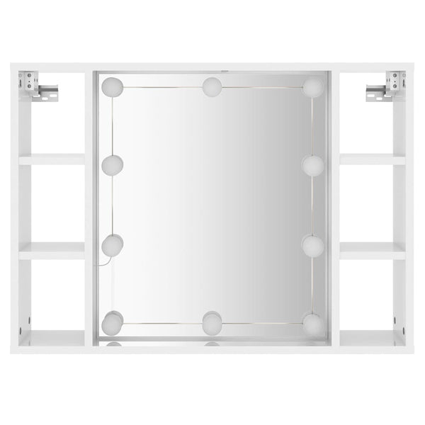 LED Spiegelschrank, Hochglanz Weiß, 76 cm
