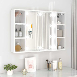 LED Spiegelschrank, Hochglanz Weiß, 76 cm