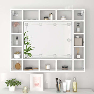 LED Spiegelschrank Weiß 91 cm