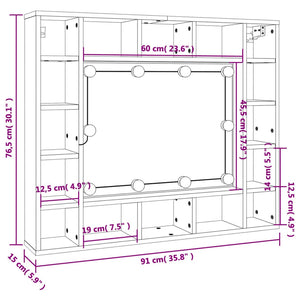 LED Spiegelschrank Sonoma-Eiche 91 cm