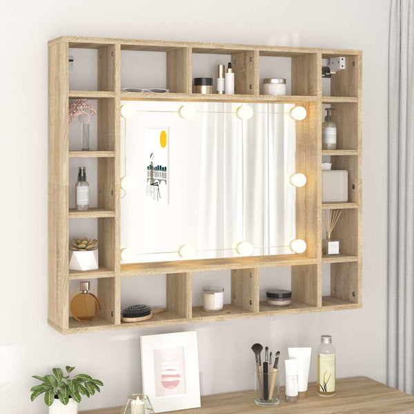 LED Spiegelschrank Sonoma-Eiche 91 cm