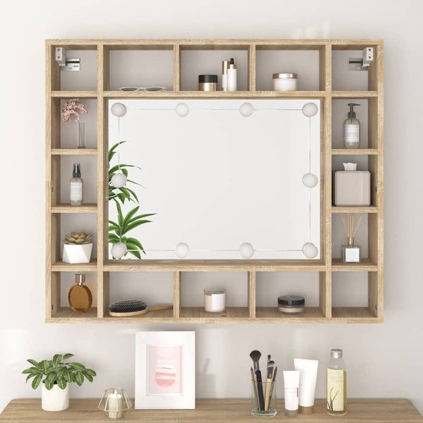 LED Spiegelschrank Sonoma-Eiche 91 cm