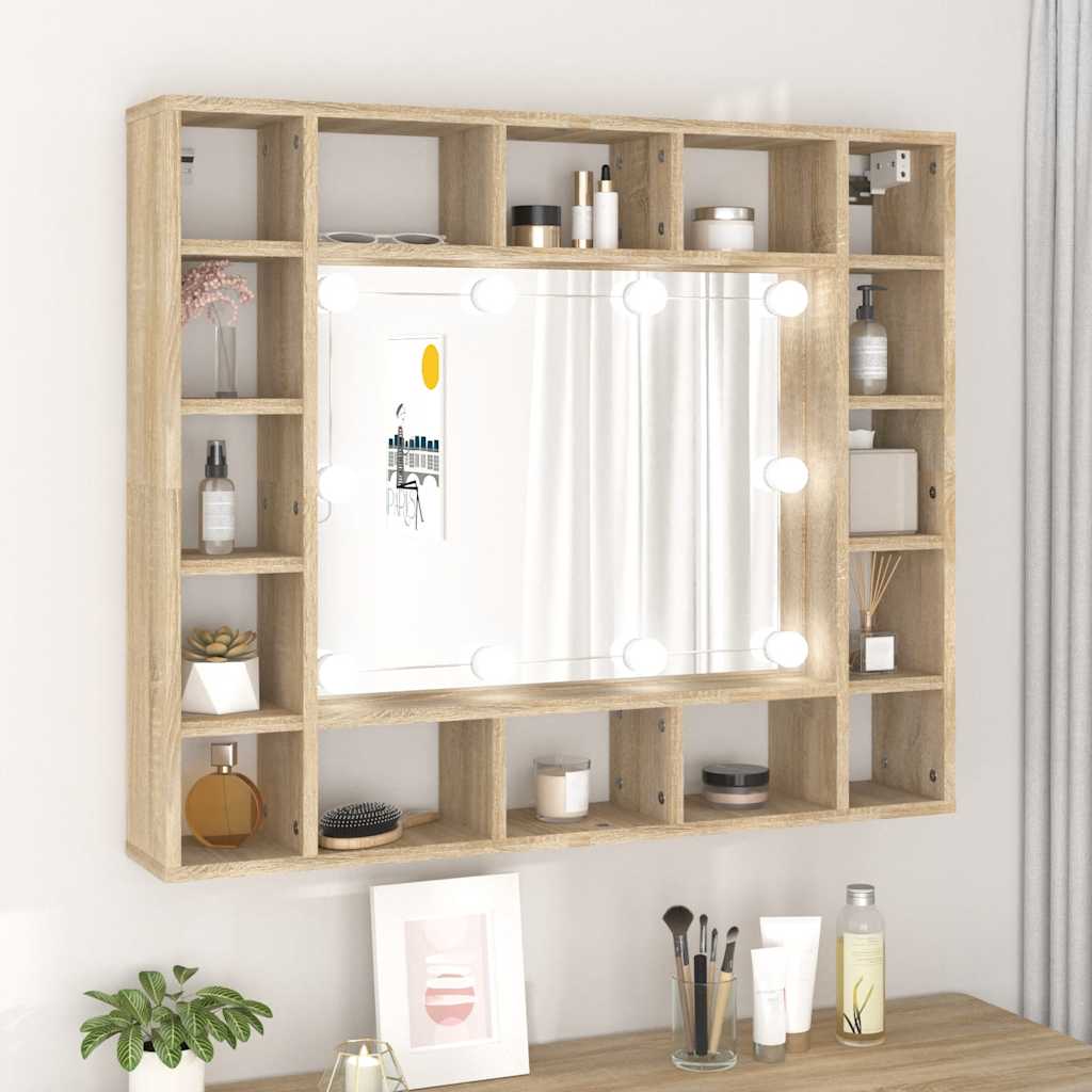 LED Spiegelschrank Sonoma-Eiche 91 cm