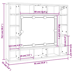 LED Spiegelschrank Betongrau 91 cm