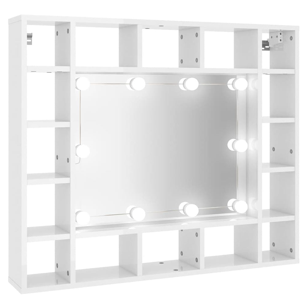 LED Spiegelschrank, Hochglanz Weiß, 91 cm