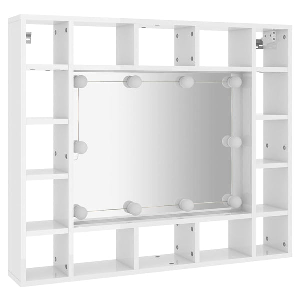 LED Spiegelschrank, Hochglanz Weiß, 91 cm
