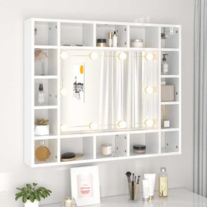 LED Spiegelschrank, Hochglanz Weiß, 91 cm