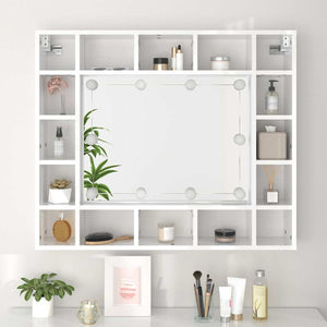 LED Spiegelschrank, Hochglanz Weiß, 91 cm