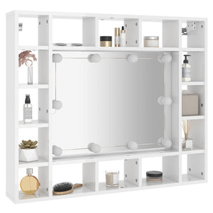 LED Spiegelschrank, Hochglanz Weiß, 91 cm