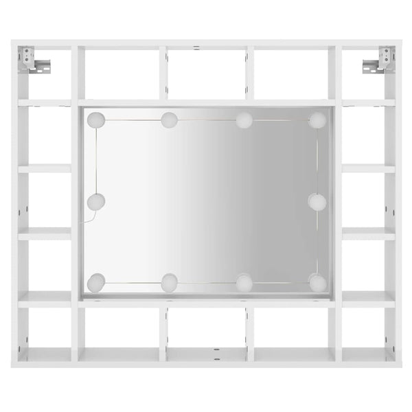 LED Spiegelschrank, Hochglanz Weiß, 91 cm