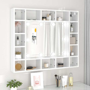 LED Spiegelschrank, Hochglanz Weiß, 91 cm